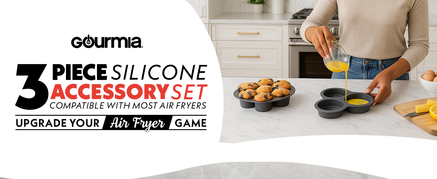3 Piece Air Fryer Accessory Kit From Gourmia Air Fryer Basket Liner