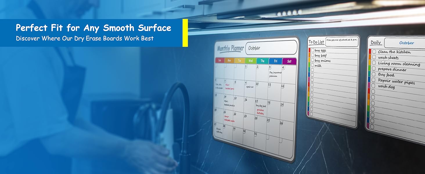 4Pack Dry Erase Calendar Board Set