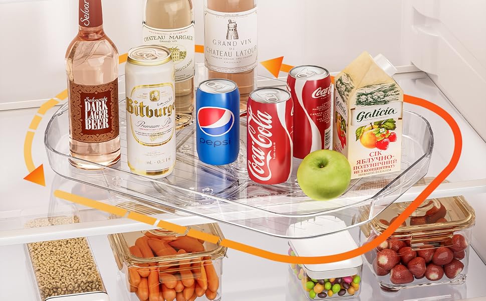 WishJazz Lazy Susan Turntable Organizer for Fridge