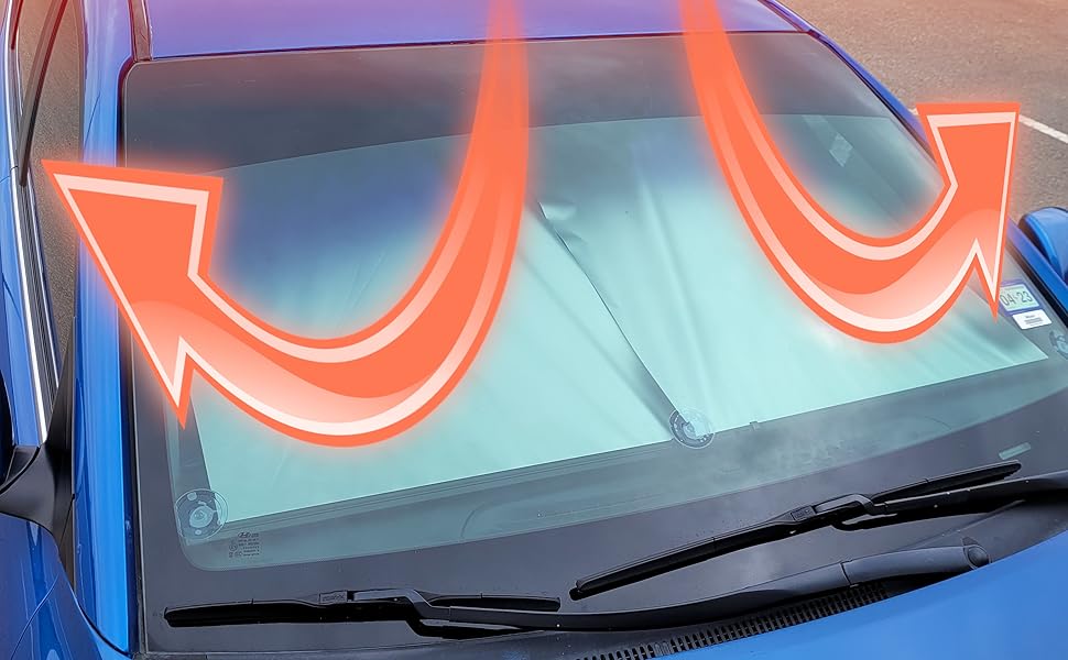 Zillywood Retractable Windshield Sun Shade for car. Car Sun