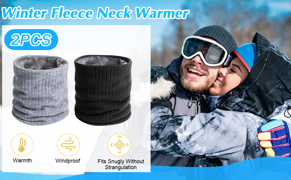 wynott 2PCS Winter Neck Warmer Fleece Thermal Snood Warm Neck Tube