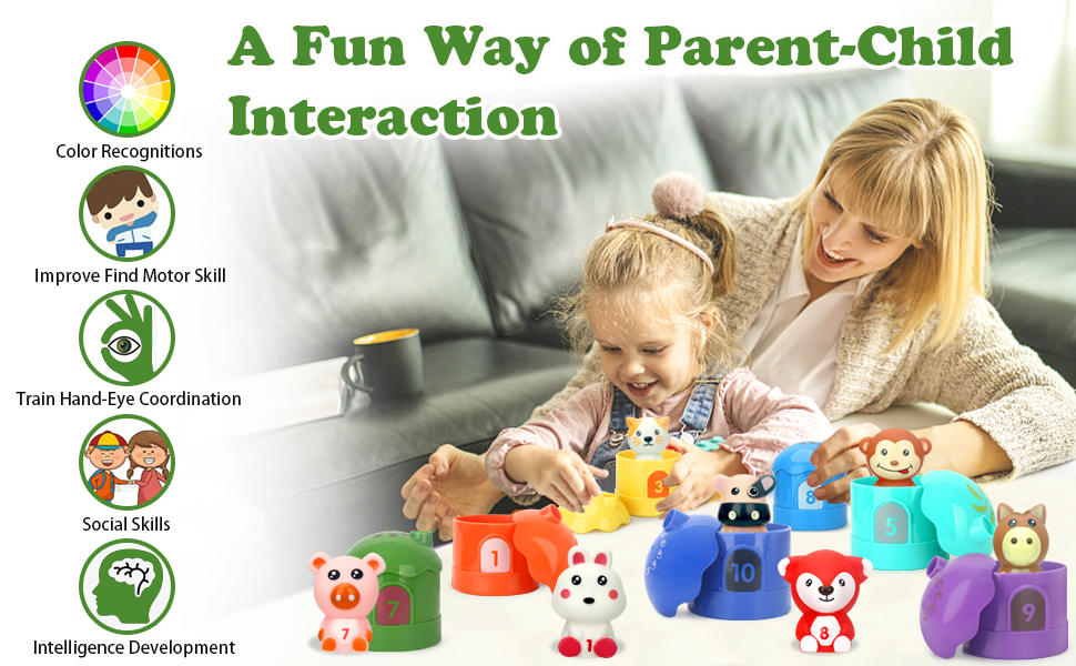 Montessori Learning Toys for 1,2,3 Year Old 20Pcs Farm Animals Finger Toys & Barns