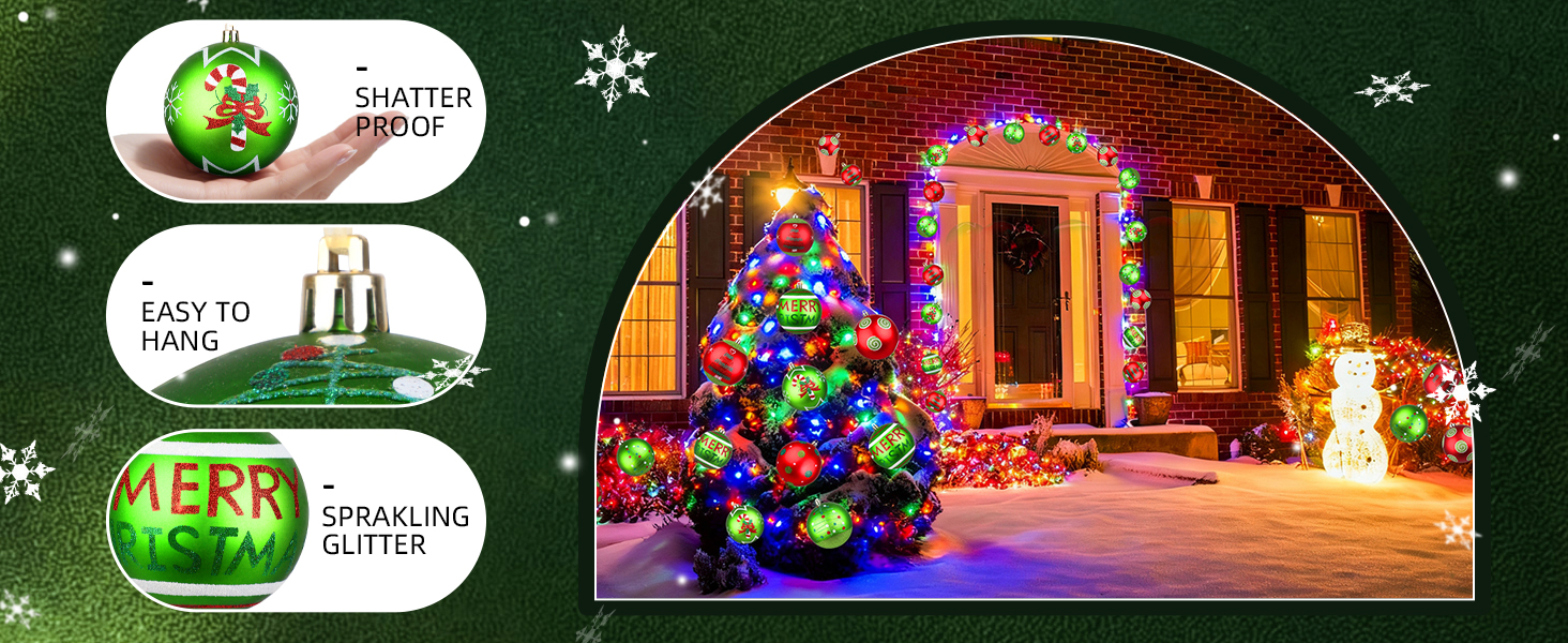 Large Outdoor Grinch Christmas Ornaments Elf Xmas Swirl Ball