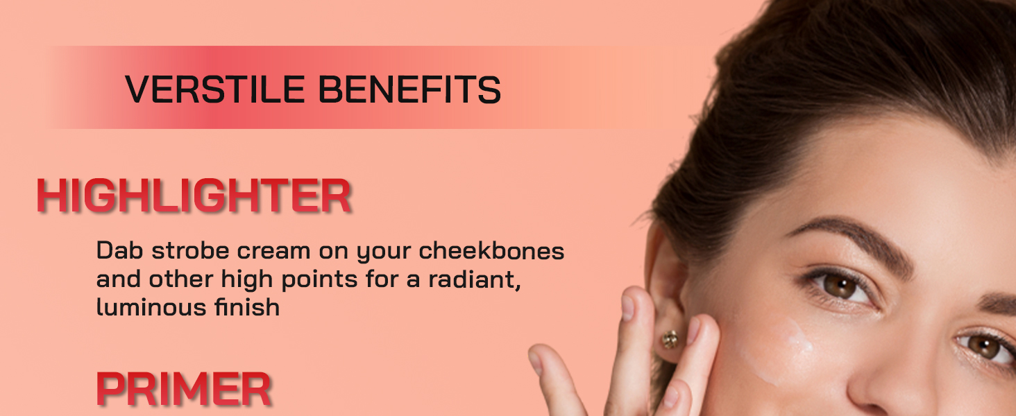 Vellasio Strobe Cream Gold | Face Illuminator & Primer with Hyaluronic Acid, Squalene, SPN-MX9E8