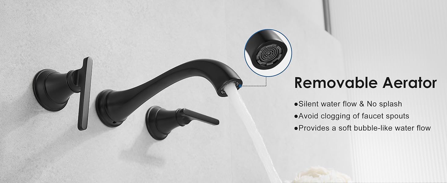 HOIGY Brass Tub Filler Wall Mount 3 Hole, Farmhouse Black Tub Faucet