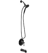 Moen Ronan Matte Black Single Handle Modern Tub and Shower Faucet Set with Magnetix Detachable Sh...