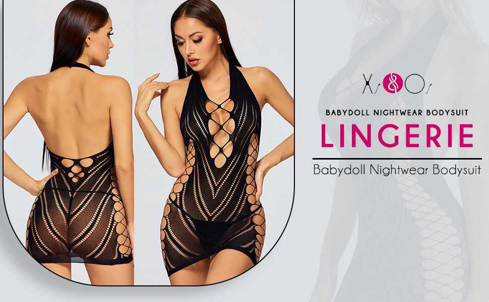 fishnet babydoll lingerie for women babydoll nightwear night dress sexy women lingerie for sex 
