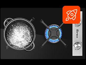 Built-in 2 Burners Gas Hob, Black Tempered Glass Gas Cooktop, NG/LPG Convertible Gasland Chef GH30BF 14 Gas Hob