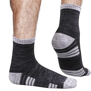 YUEDGE Mens Cotton Cushioned Walking Sports Socks for Men, Sweat Wicking Anti Odor Breathable Athletic Crew Socks for Workout Training Tennis Work Casual Everyday Wear 3 Pairs 11 ribbed cuff keeps sock stay in place