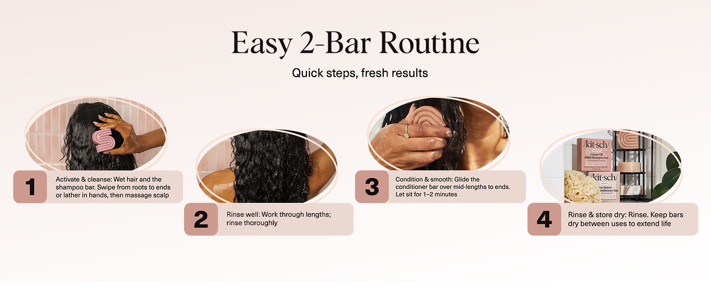 Kitsch Castor Oil Shampoo &amp; Shea Butter Conditioner Bar – Shampoo and Conditioner Set