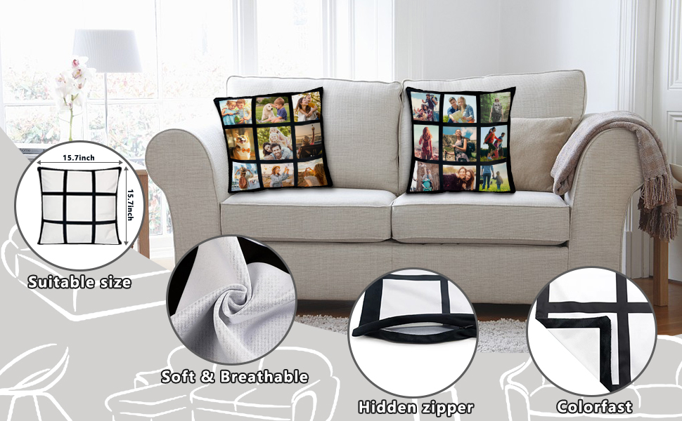 Sublimation Blanks Throw Pillow Covers 15.7x15.7 Inches