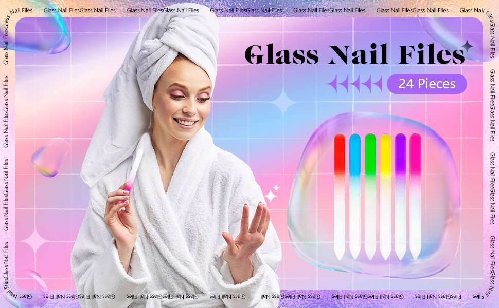 24 Pieces Glass Nail Files Fingernail File Czech Crystal