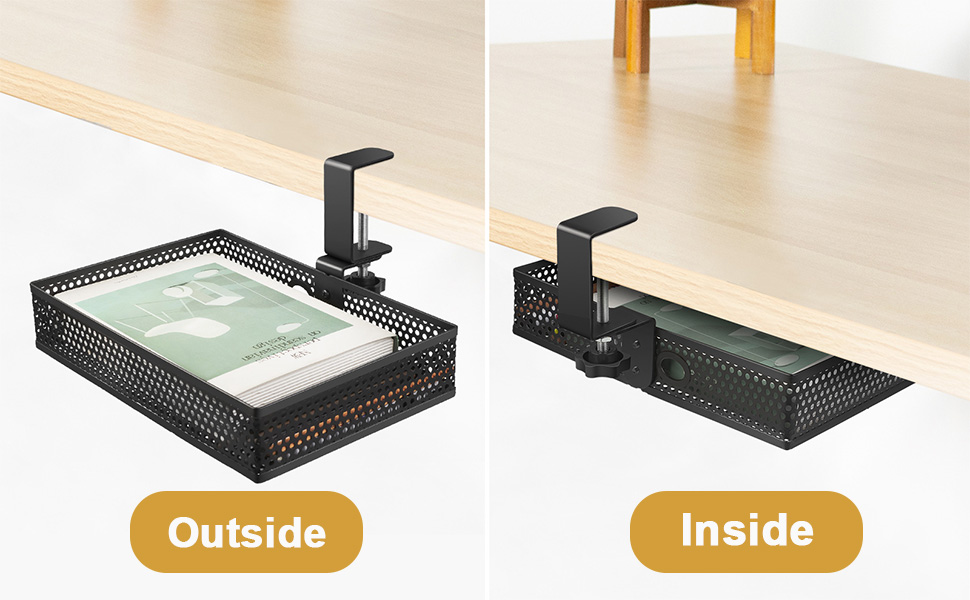 RedCall Under Desk Storage and Organizer,360°Rotation Under Desk Storage Drawers