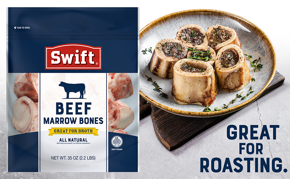 SWIFT Beef Marrow Bones, Frozen, 2.2 lbs Grocery