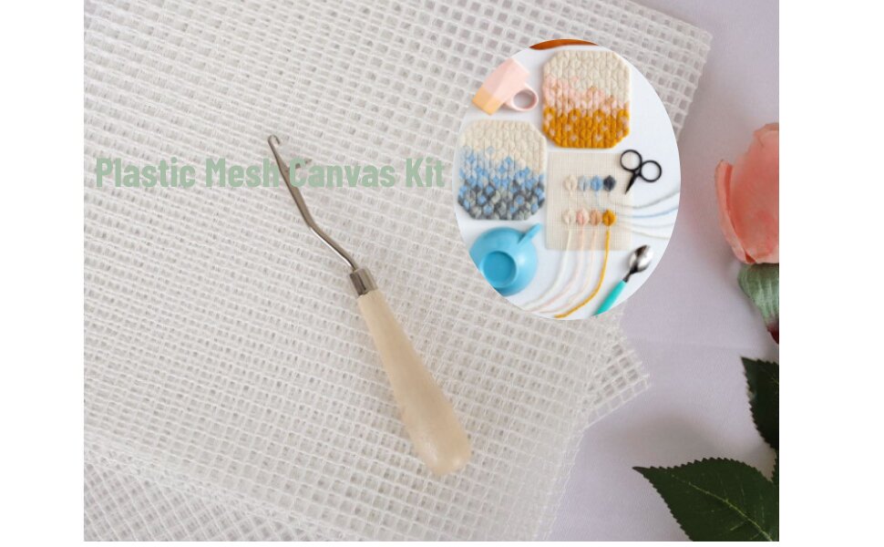 Clear Plastic Mesh Canvas Kit Mesh DIY Rug Canvas Carpet Making Fabric