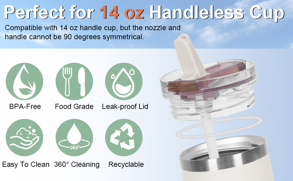 spill proof flip straw lid for 14 oz cup