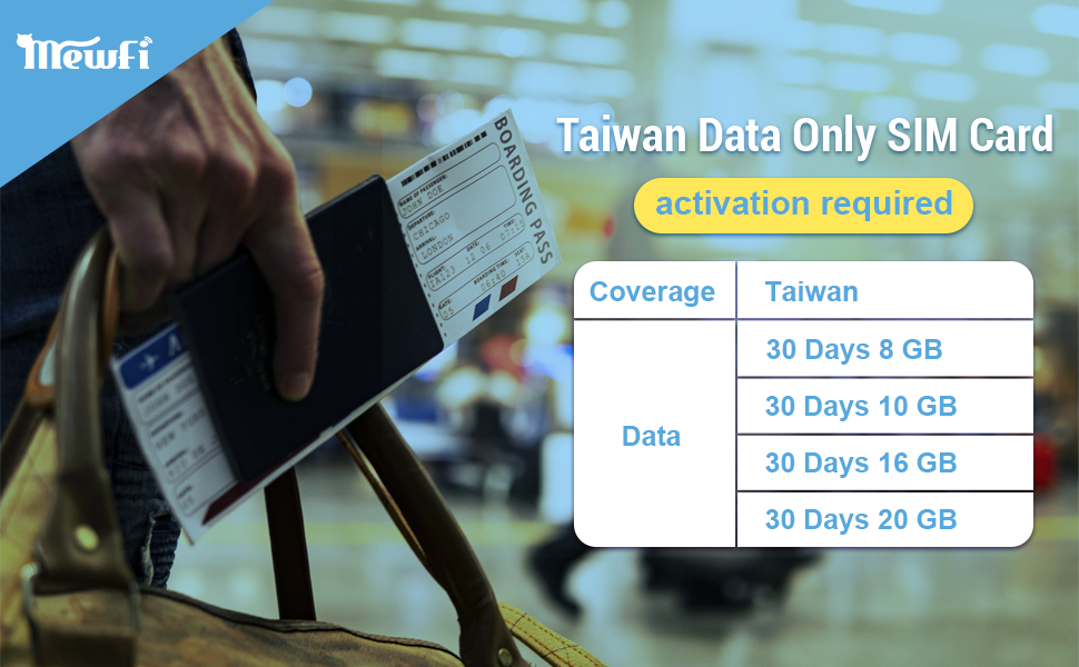 Taiwan SIM Card 30Days 8GB, Prepaid Data Only SIM Card