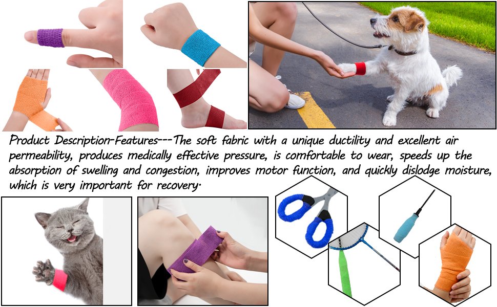 the self adhesive wrap are ideal for sport tape, wrist wraps, ankle bandage and increase friction