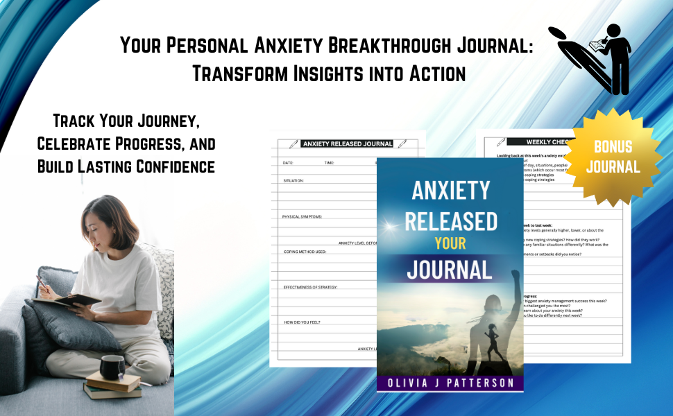 anxiety journal, daily exercises, weekly checklist, monthly review, bonus free gift,