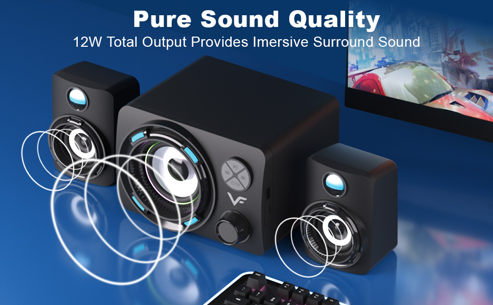 SENZER Bluetooth Computer Speakers with Subwoofer, 2.1