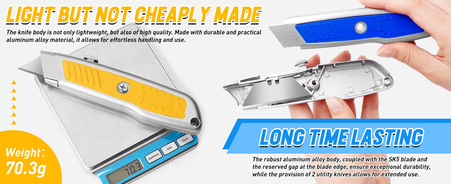 DIYSELF 2 Pack Box Cutter, Aluminum Utility Knife, Box Cutter
