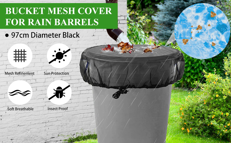 Rain Barrel Net, Bucket Mesh Cover for Rain Barrels Mesh Cover Water