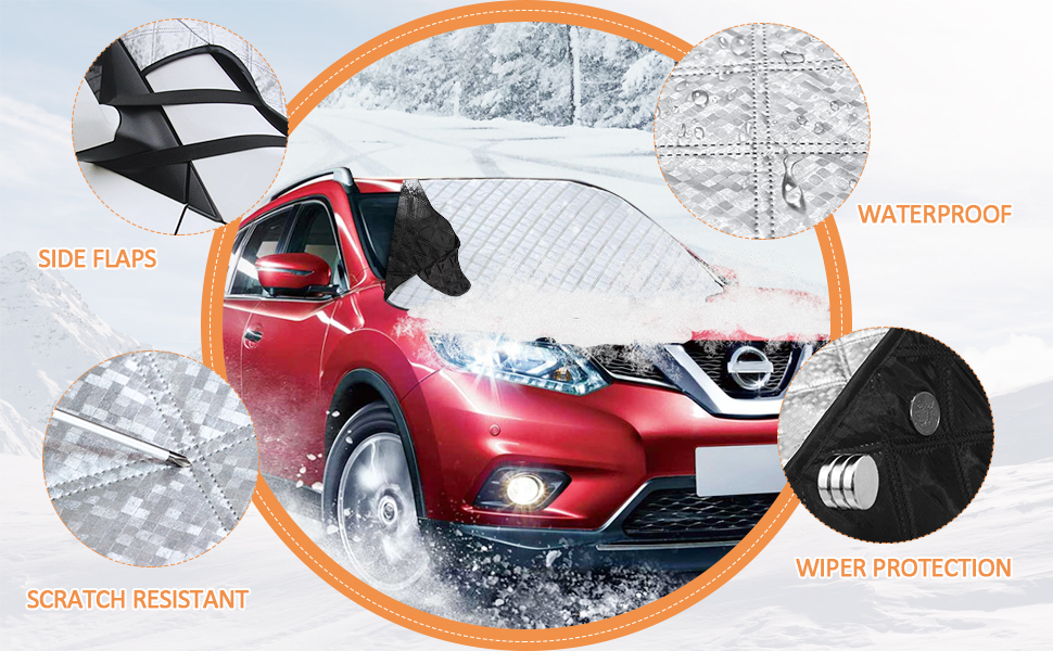 Car Windshield Cover with 2 Side Mirrors Covers Car Window Cover