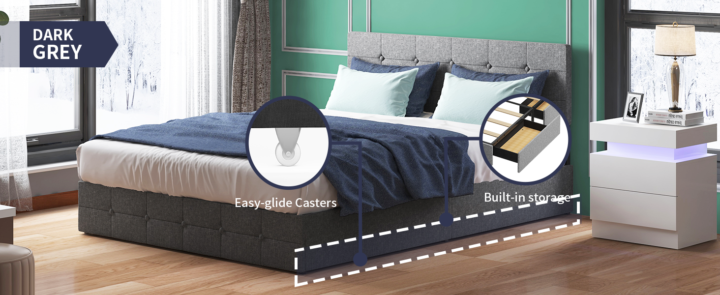 ZAFLY Platform California King Size Bed Frames with Square