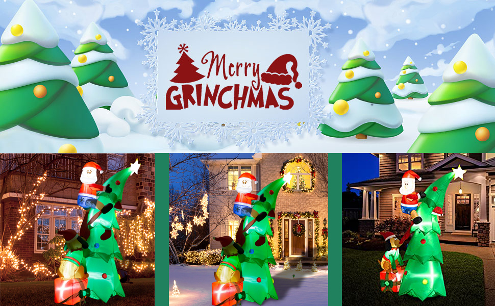 Kalolary 7FT Christmas Inflatables, Xmas Fun Santa Claus,Xmas Tree,Dog