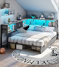 6666　journal standard Furniture Amazon.com: Hasuit Corner Twin Bed Frame with Storage