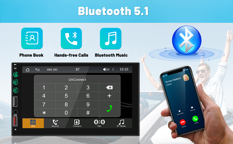 Radio Coche 2DIN Apple Carplay Pantalla, Hikity 7" Pantalla Táctil
