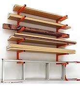 MOOMSINE Lumber Storage Rack Wall Mount, Heavy Duty Metal Wood Organizer with 6-Level Each Shelf ...