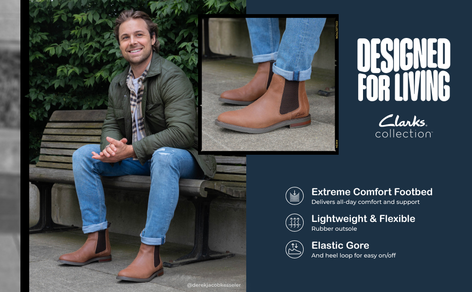 Clarks Men's Jaxen Chelsea Boot, Brown Sde, 9.5 M US