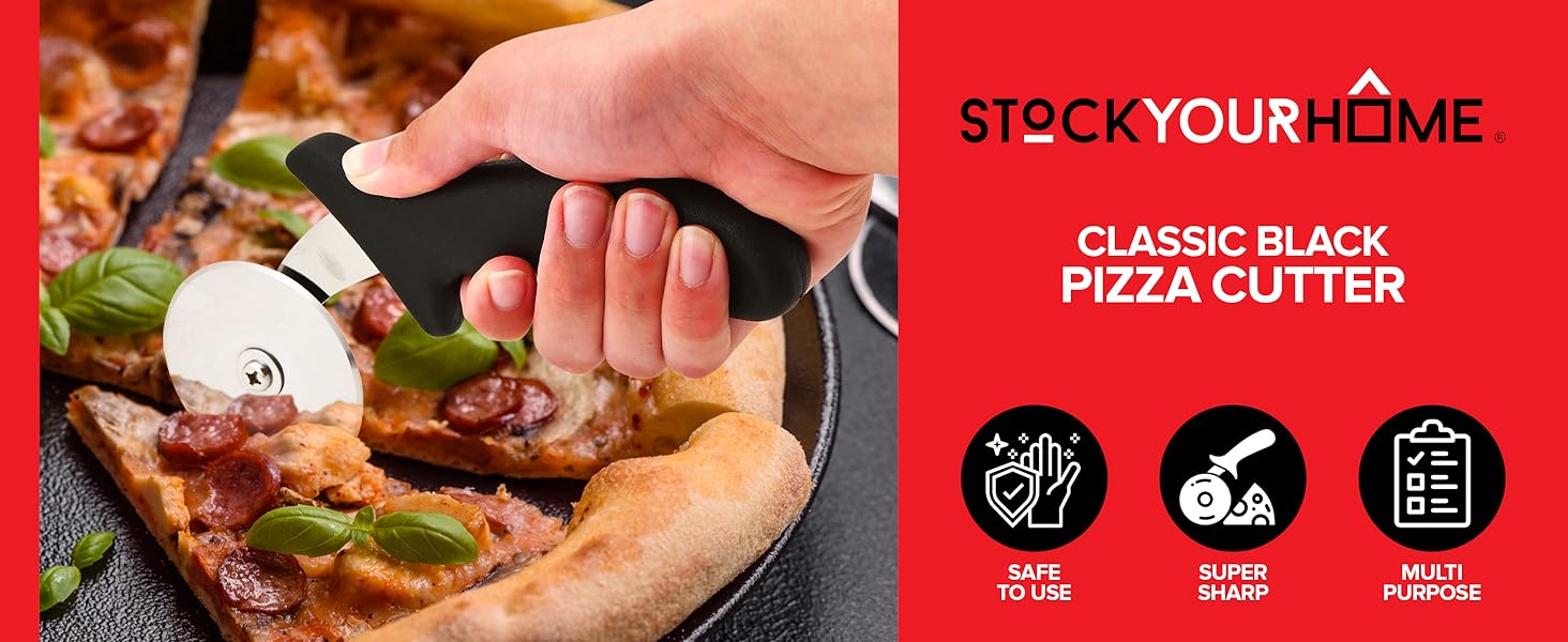 Black Plastic Pizza knife slicer cutter roller classic pie rolling pizzaria tool