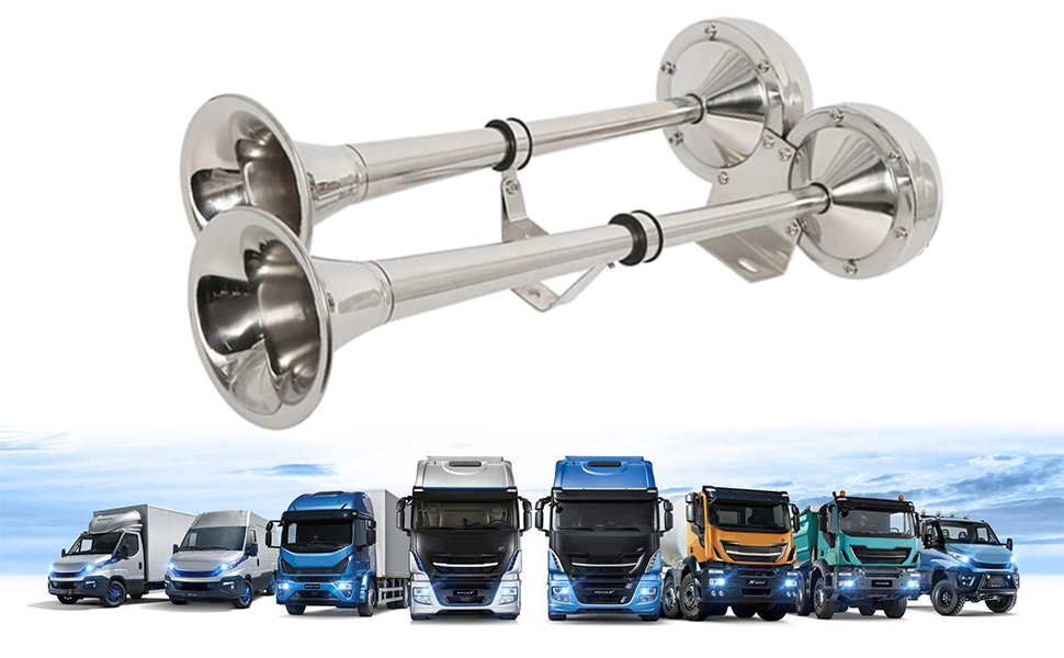 HYDDNice12V Marine Boat Dual Trumpet Horn Stainless Steel Dual Trumpet Horn Low Tone