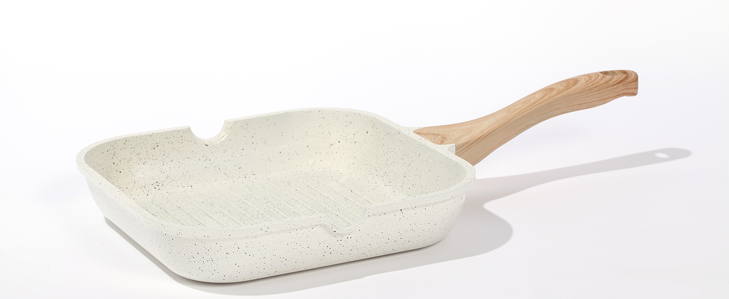 ESLITE LIFE Cast Aluminum Grill Pan with Lid for Indoor