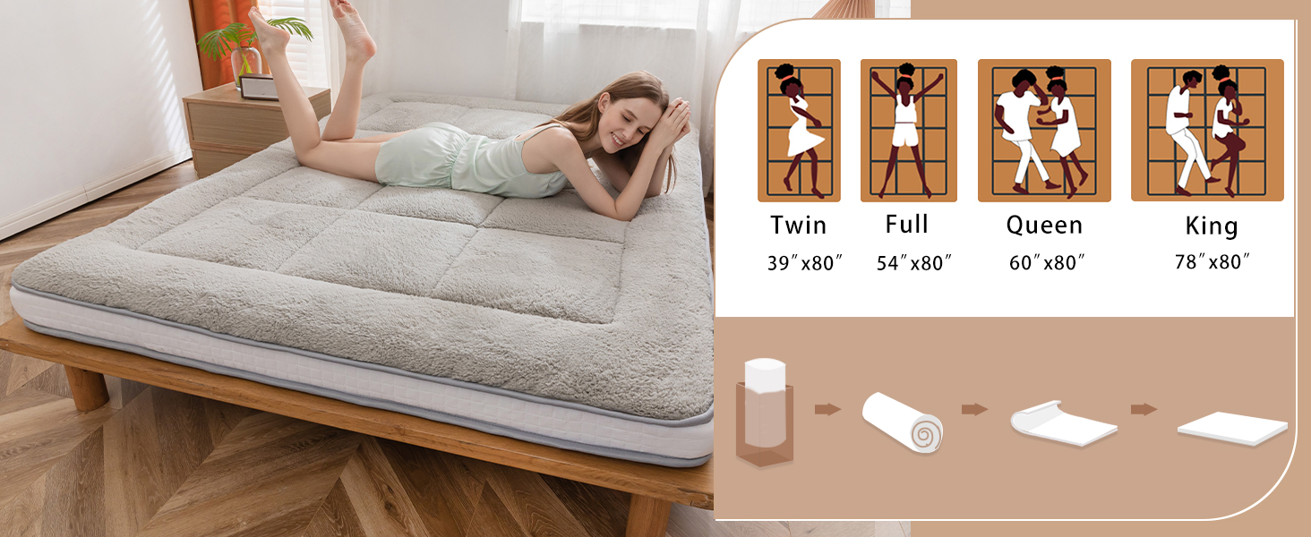 MAXYOYO Japanese Bed Futon Mattress Full Size, Floor Futon