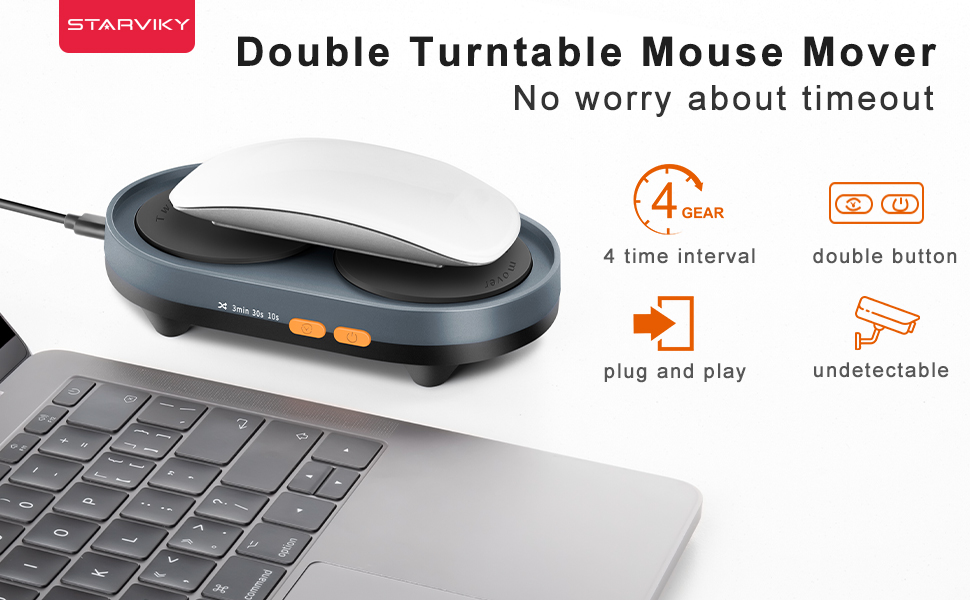STARVIKY Dual Turntable Mouse Jiggler Silent Mechanical