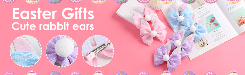 Easter Bunny Ears Hair Bow Clips
