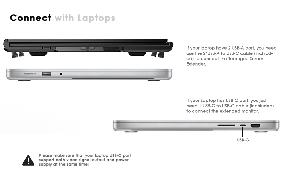 Teamgee Portable Monitor for Laptop, 13.3” Full HD IPS Display, Triple