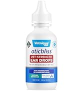 Vetnique Oticbliss Cat & Dog Ear Infection Treatment Drops - with 1% Hydrocortisone & MicroSilver...