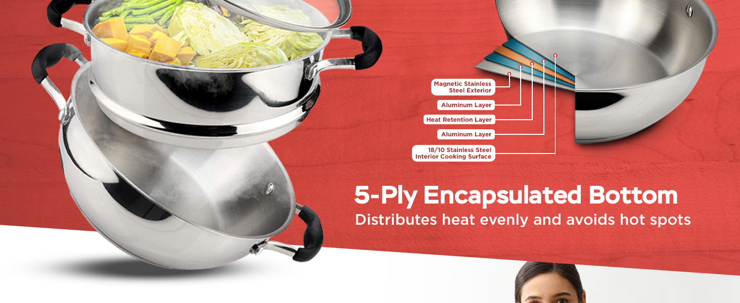 AVACRAFT 3-Piece Steamer Pot Set
