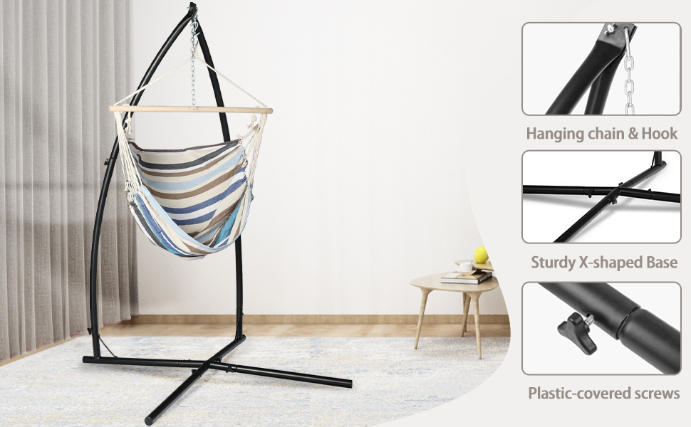 LAZZO Hammock Chair Stand with Hanging Swing Chair, Indoor
