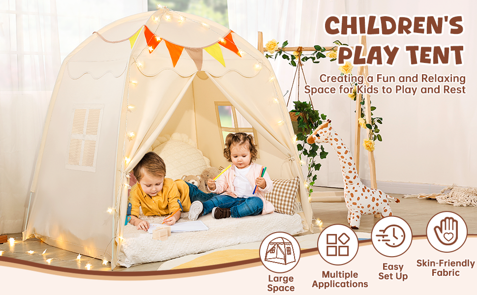 Medium Toddlers Bed Tent Canopy with Lights and Flags for