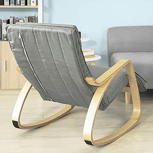 SoBuy Armchair Rocking Nursing Chair Recliner Adjustable Footrest & Removable Cushion Monther's Choice,FST16-DG 15 FST16-DG