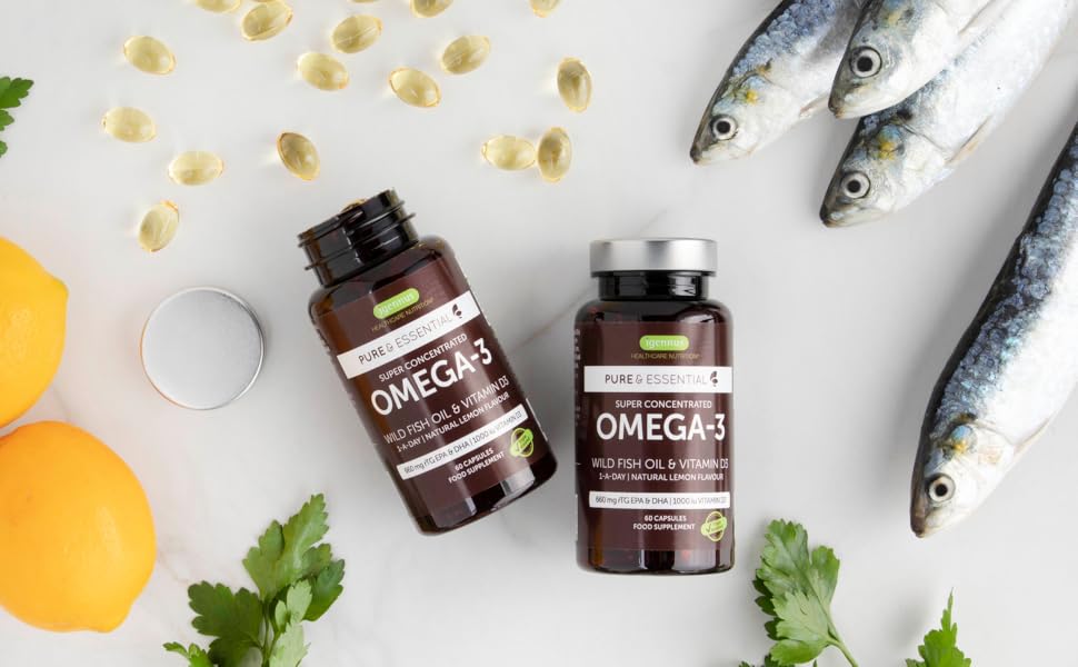 Omega3 Wild Fish Oil & Vitamin D3 1000iu, 1aDay, Highly Concentrated