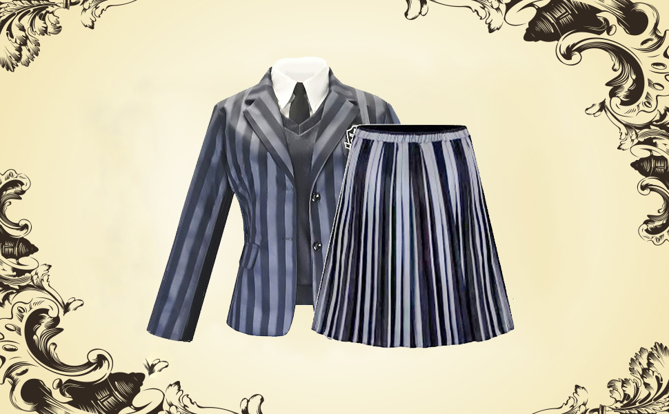 Justincity Wednesday School Uniform 5pcs Wednesday Cosplay