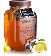 Mustry Glass Drink Dispenser for Parties, 1 Gallon Beverage Dispenser with Spigot Solid Stainless...