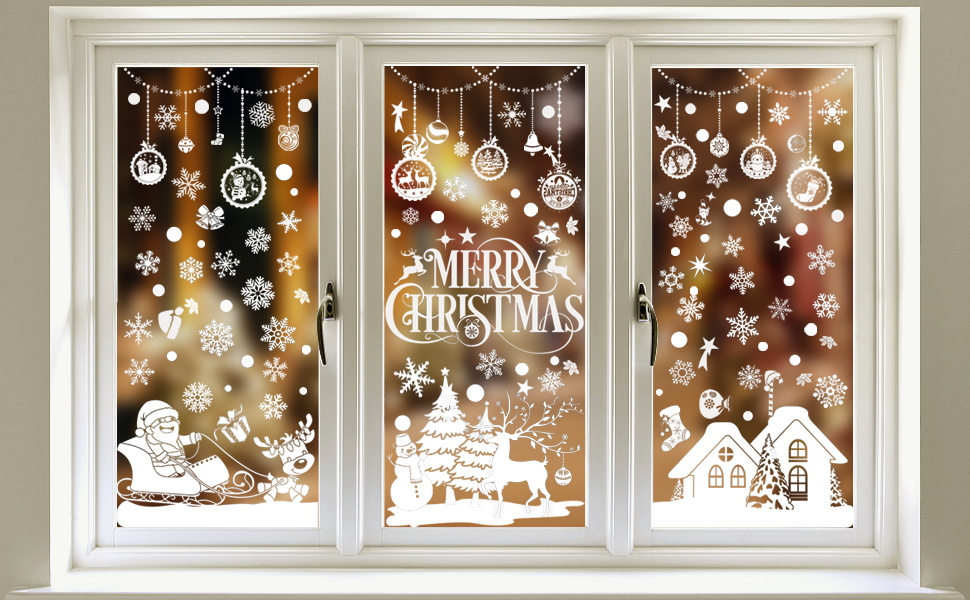 Christmas Window Stickers 8 Sheets Window Stickers Decor, PVC Xmas
