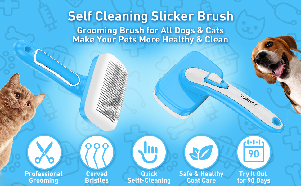 Dogs Cats Self Cleaning Slicker Brush for Shedding